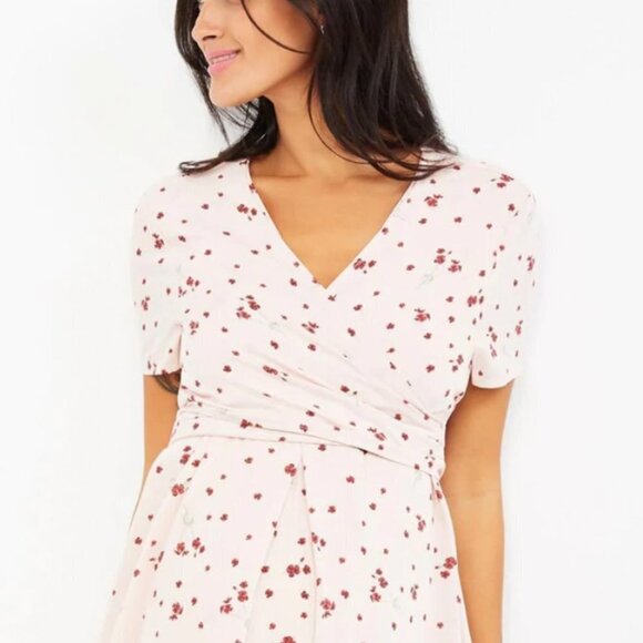 NWT Isabella Oliver Leonie Tie Pink Blush Petal Print Maternity Dress Sz 8 - Picture 3 of 12